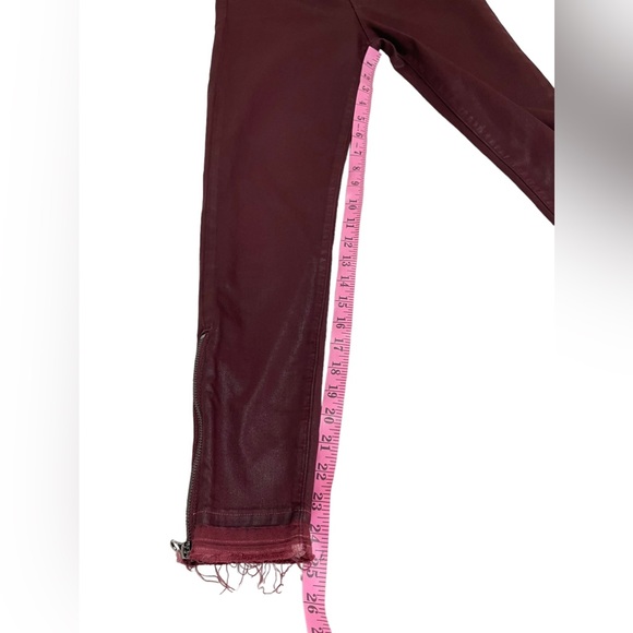 J Brand Alana Coated Claret Maroon Raw Hem Zipper Skinny Pants Womens Size 26 - Picture 15 of 15